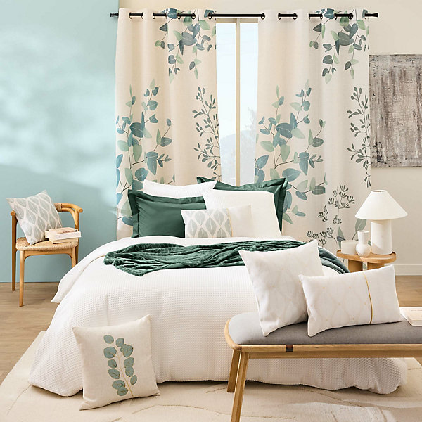 Housse de couette 240x220 cm   2 taies Microfibre gaufrée unie blanche ABELIA