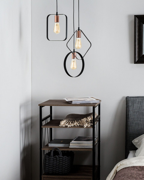 Lampa wisząca 3 klosze metalowa czarna