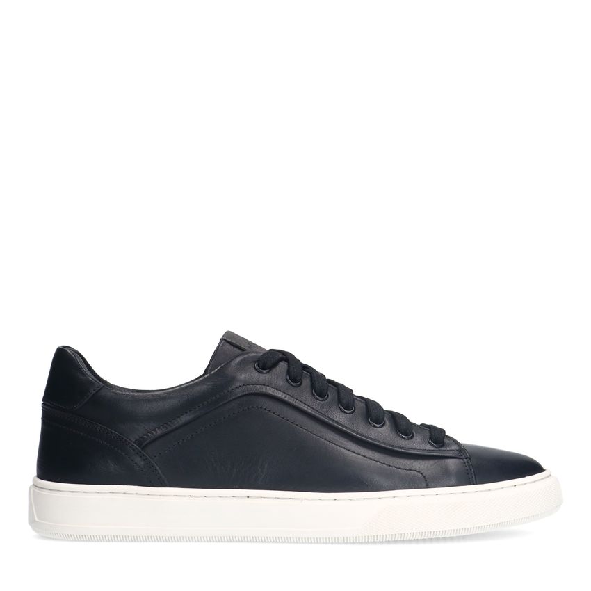 Manfield Zwarte leren sneakers