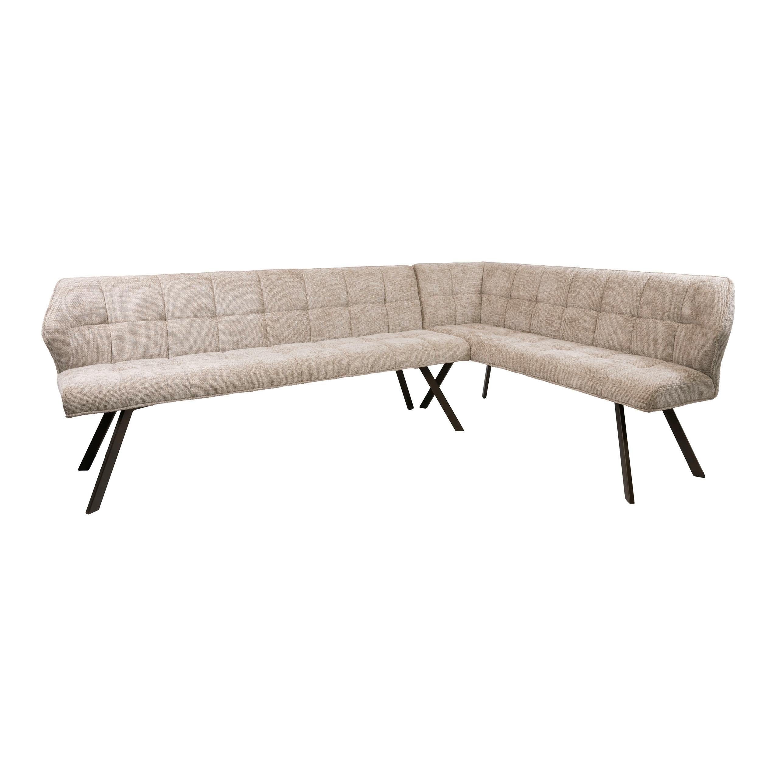 Banc de table tissu doux sable, angle droit MELBOURNE