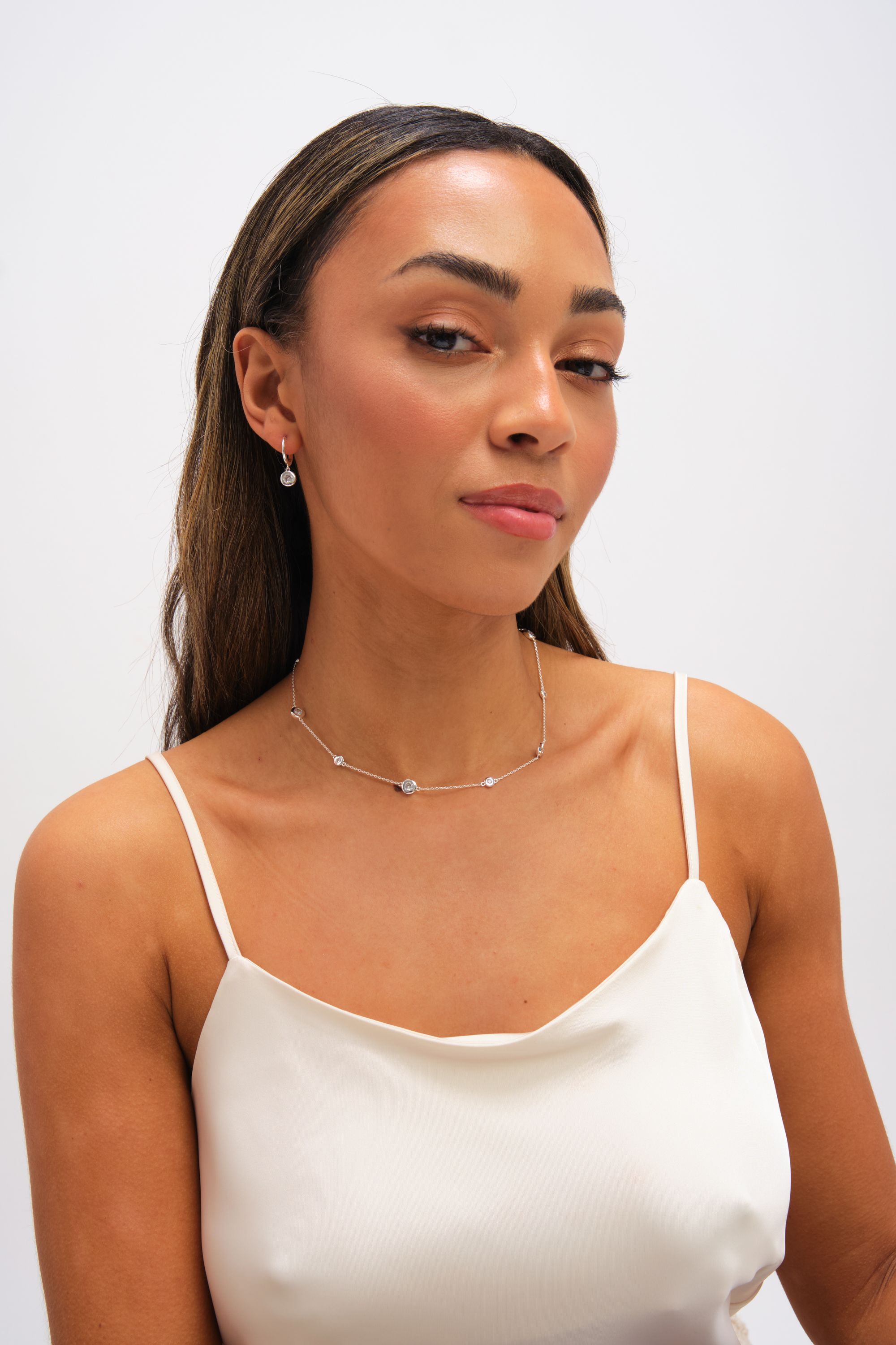 Jon Richard Silver Plated Cubic Zirconia Bezel Necklace