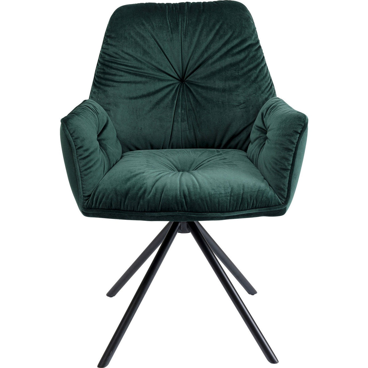 Kare Design Draaistoel met armleuningen Mila groen fluweel