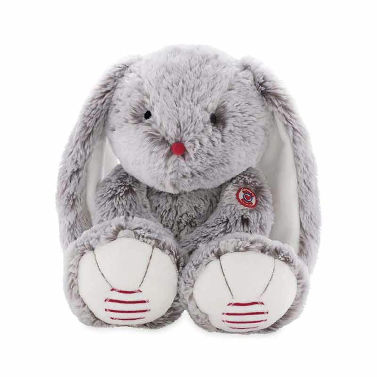 - Peluche lapin gris prestige rouge large