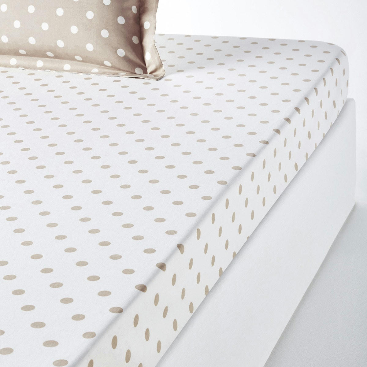 Drap housse pur coton imprimé pois, Clarisse