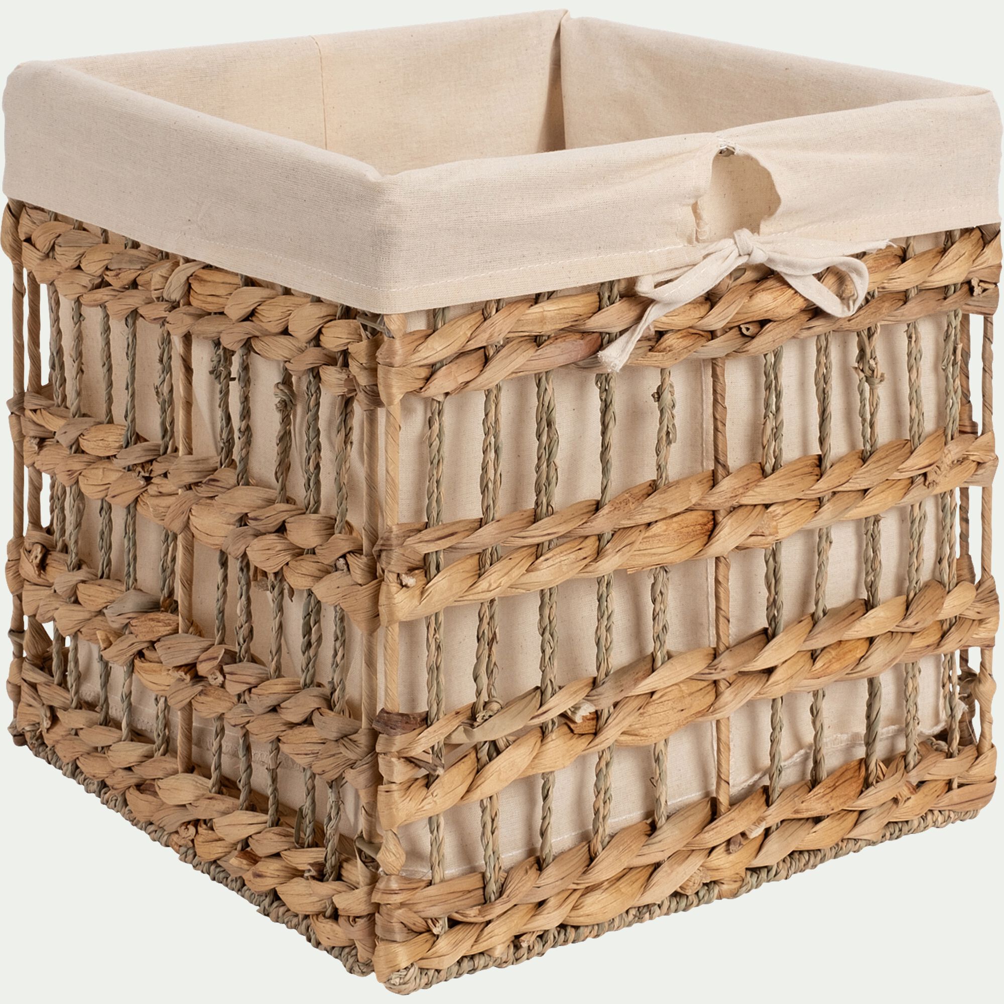 MAISSA - Panier de rangement en jacinthe d'eau 30x30cm - naturel