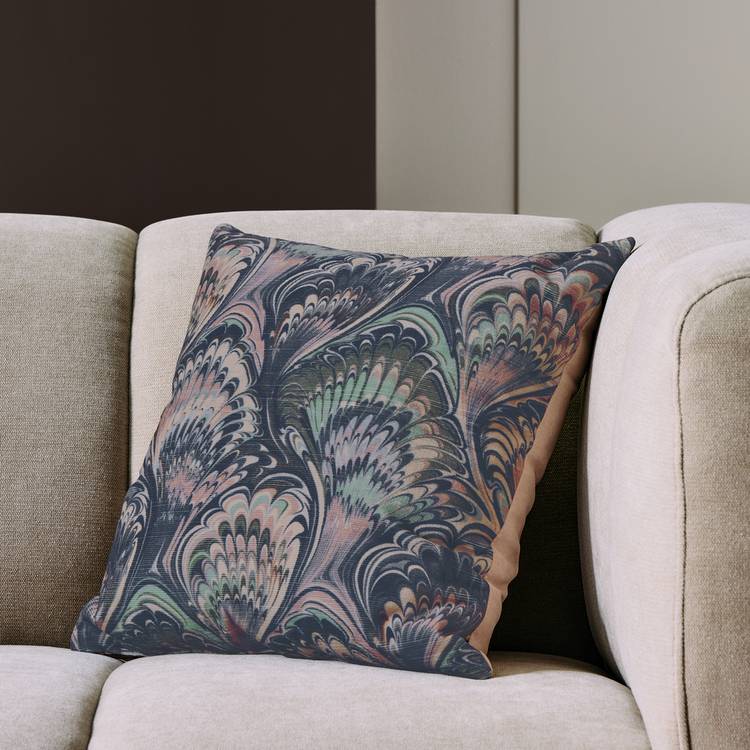 Habitat Marble Ribbed Cushion - Blue - 43x43cm