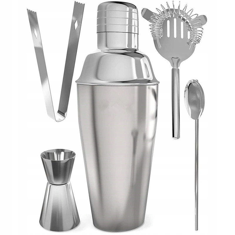 Zestaw Barmański 5 El - Shaker Cobbler 750 Ml Srebrny