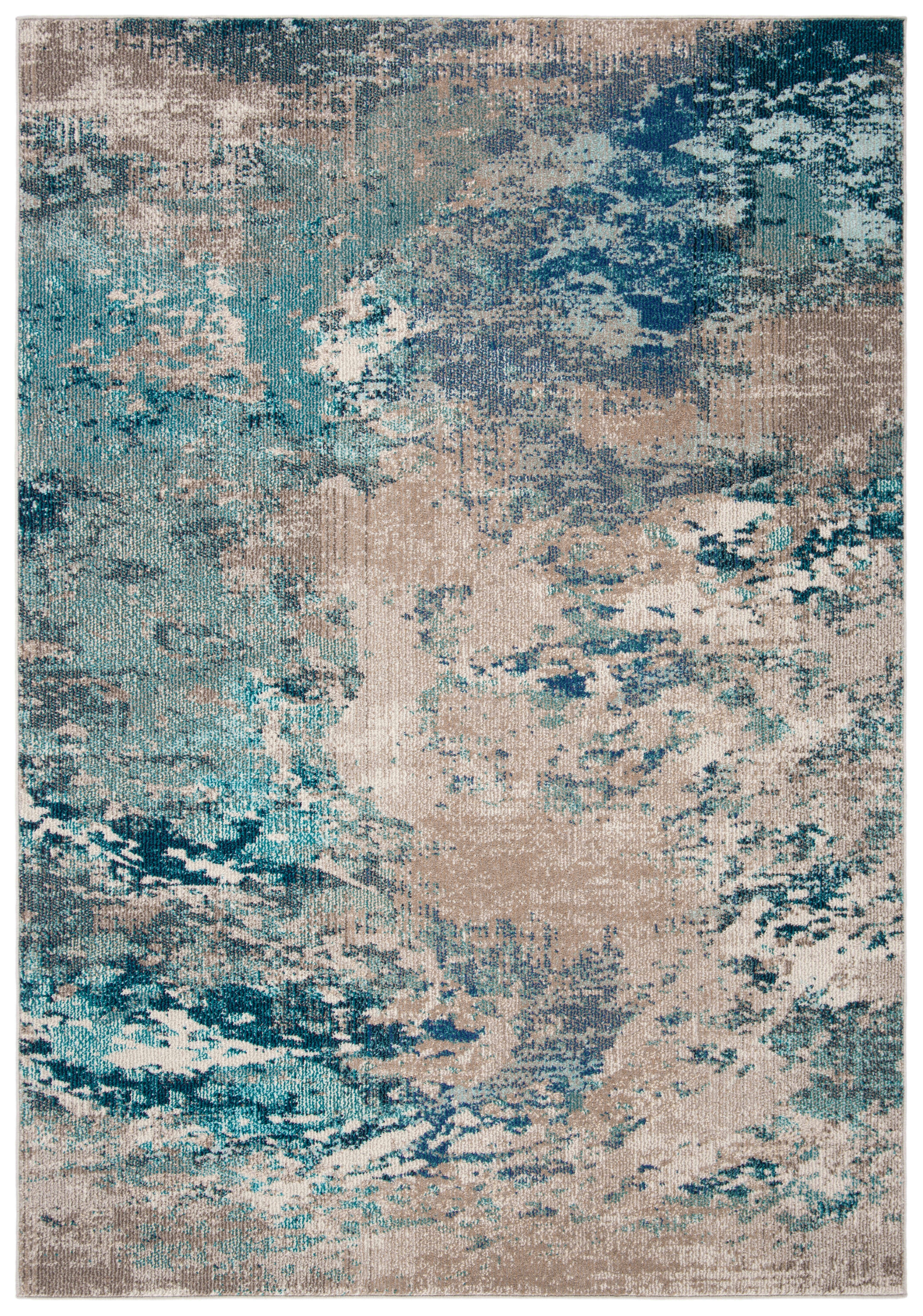 MADISON - Tapis de salon interieur en bleu & gris, 91 x 152 cm