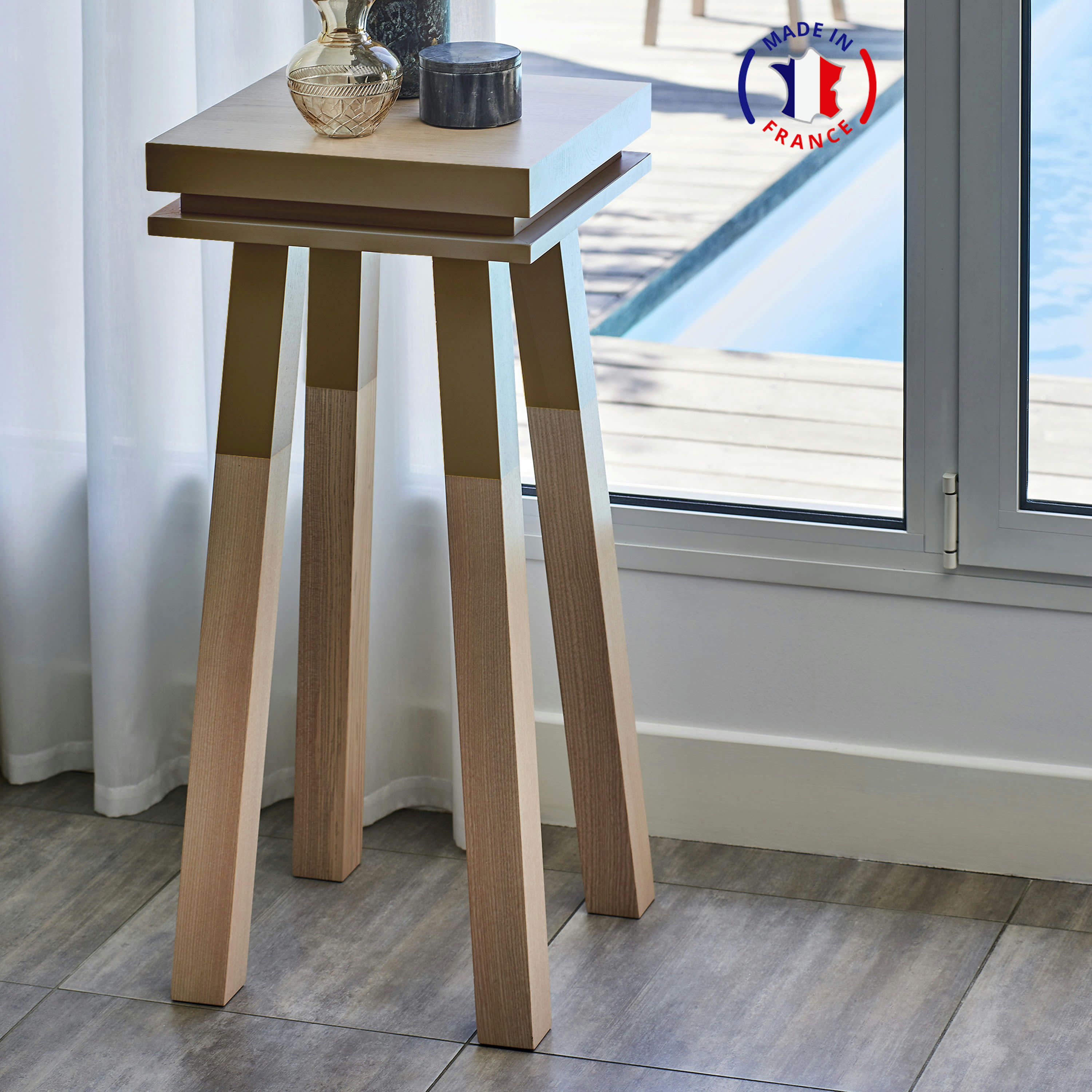 EGEE - Stèle Guéridon plateau 40 cm, 100%  frêne massif