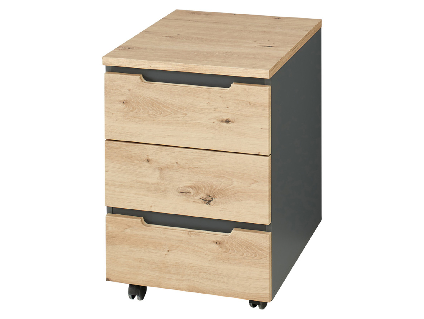 Kontenerek Brego 45 cm z 3 szufladami antracyt/dąb artisan