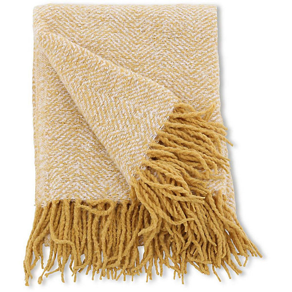 Jeté de canapé à motif chevrons Toby 170x130 cm Jaune et blanc
