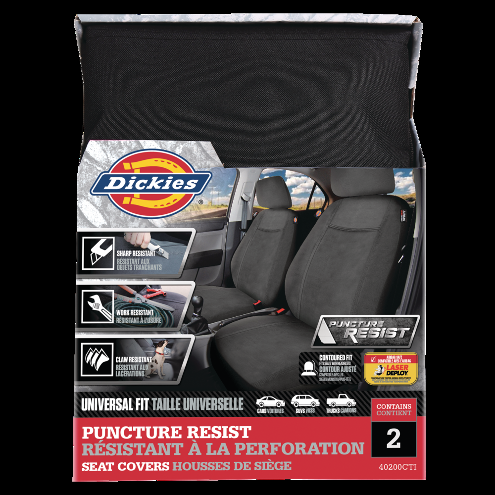 Dickies Puncture Resist Front Seat Cover, Black, 2-pk