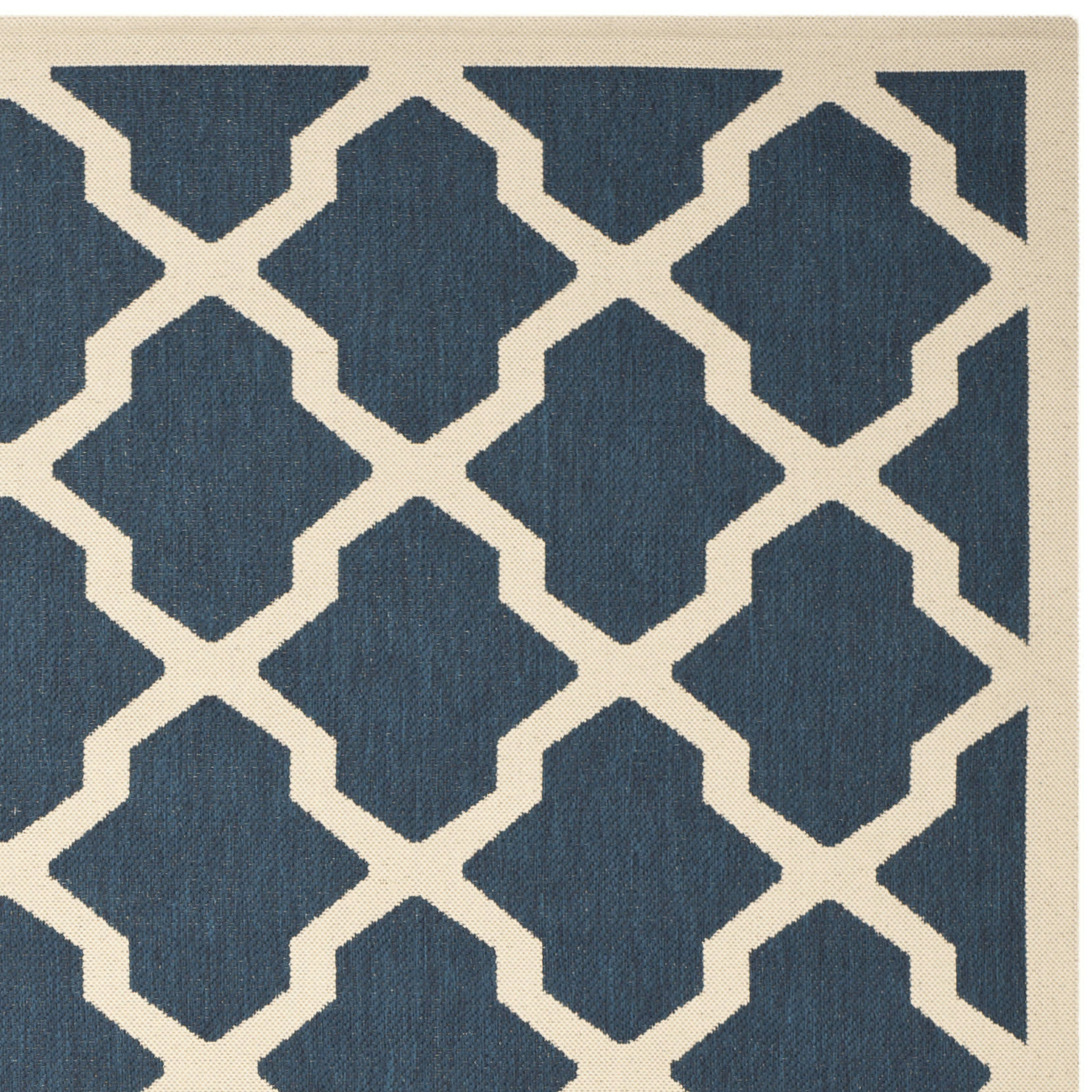 COURTYARD - Tapis interieur & exterieur en bleu marine & beige, 122 x 170 cm