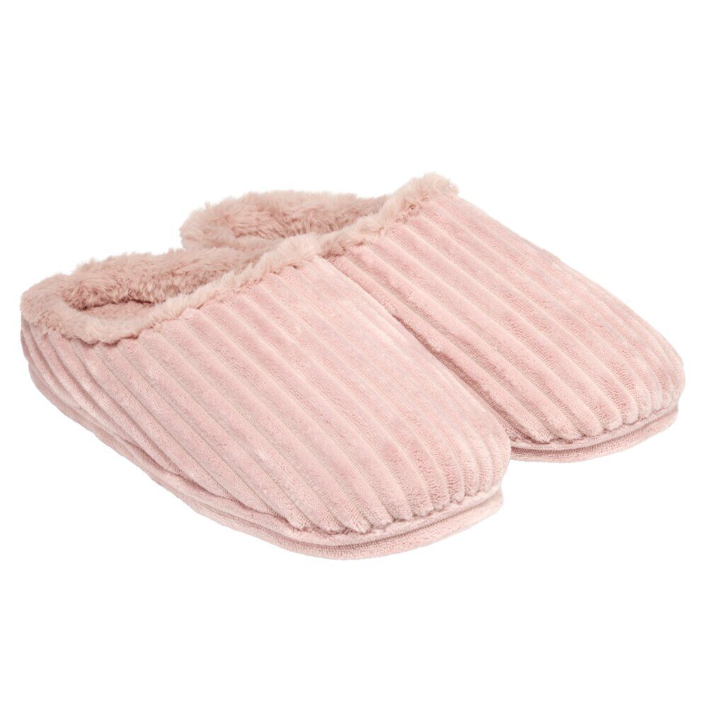 Chaussons femme côtelés fourrés roses 36/37