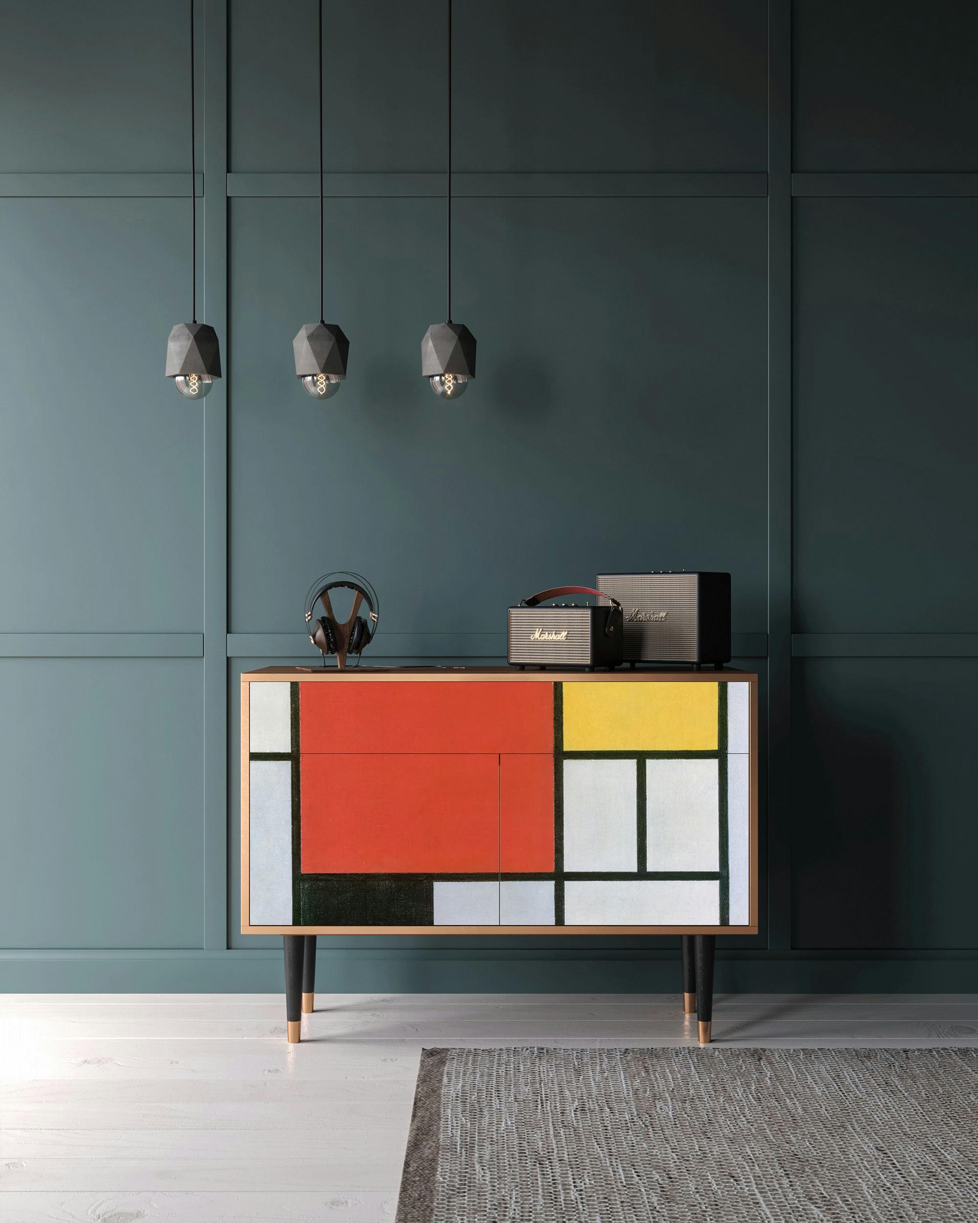 - Buffet  multicolore 2 tiroirs et 2 portes L 115 cm