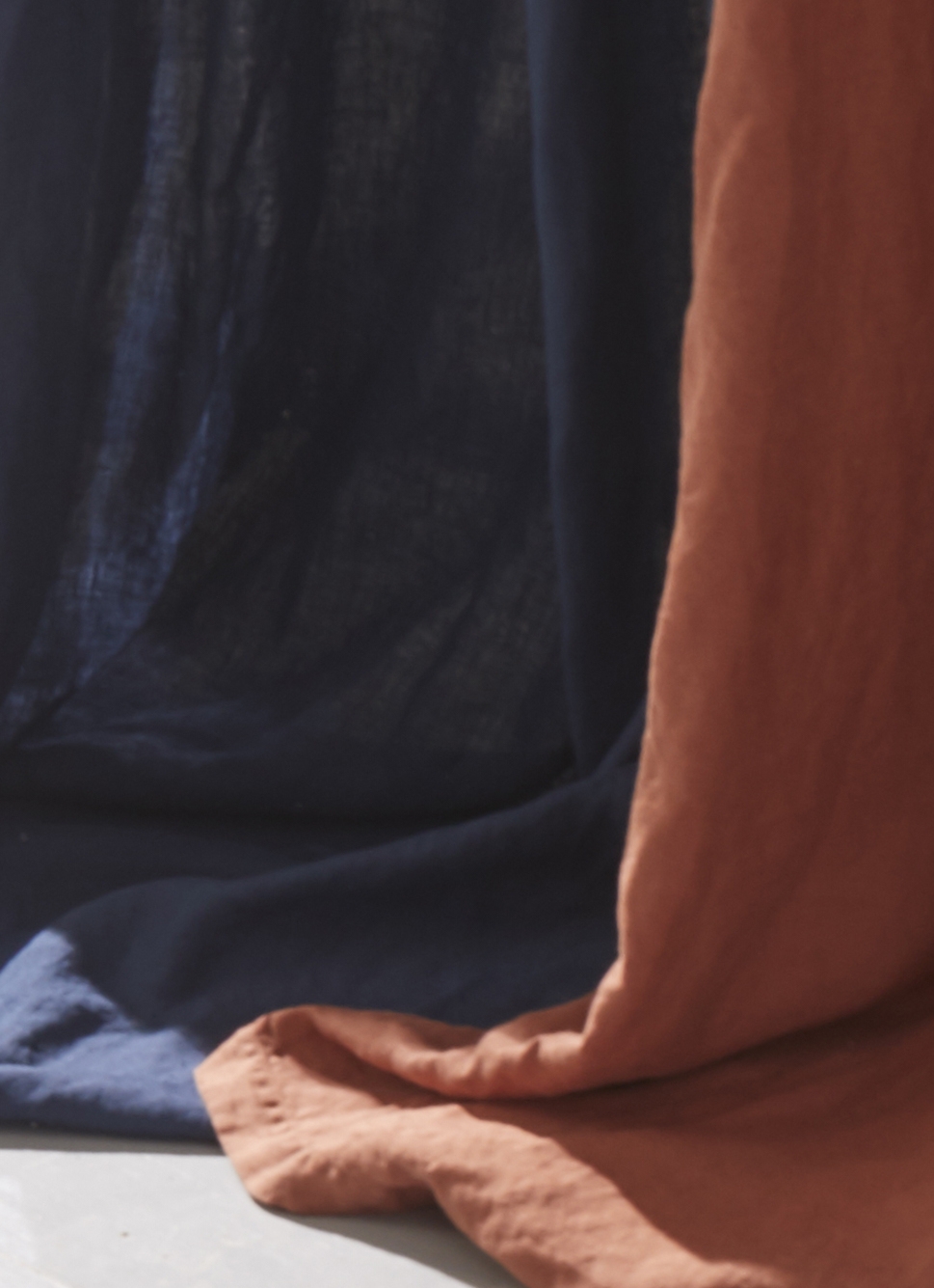 RIDEAU EN LIN LAVÉ UNI MARINE