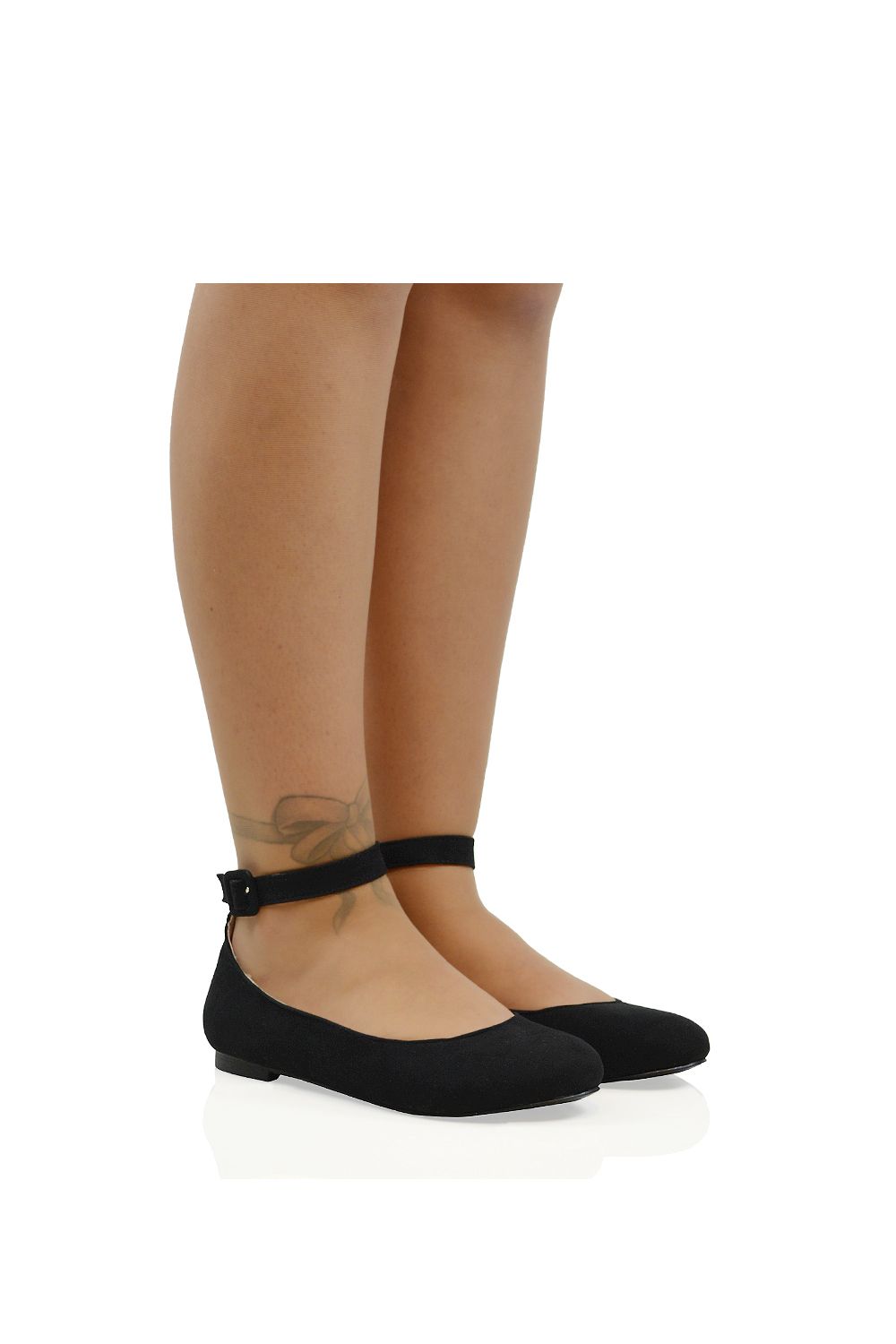 XY London Kimmie' Flat Ballerina Pump Shoes with Ankle Strap