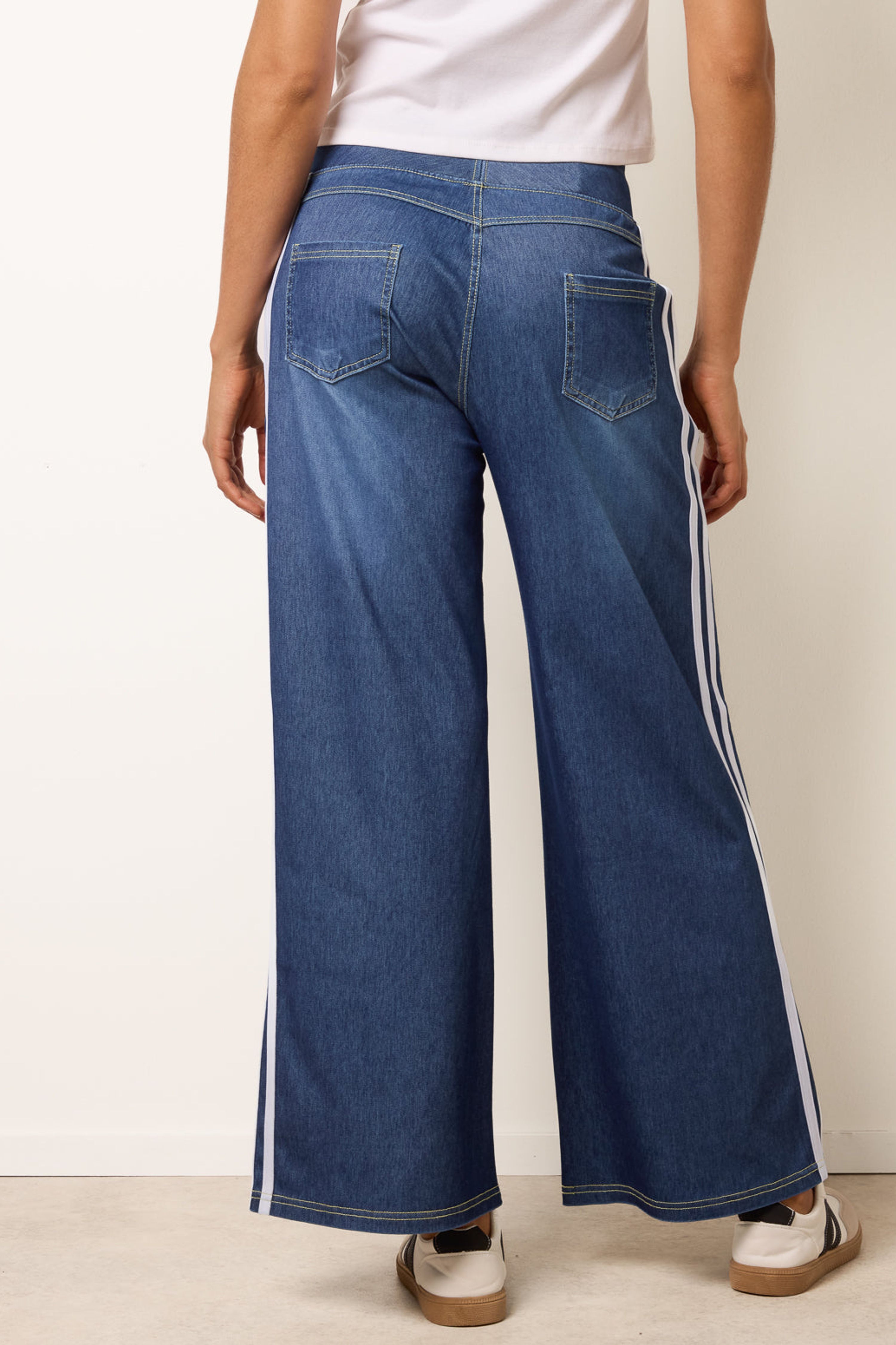 Blue Vanilla Blue Multi Stretch Side Stripe Deep Waistband Trousers