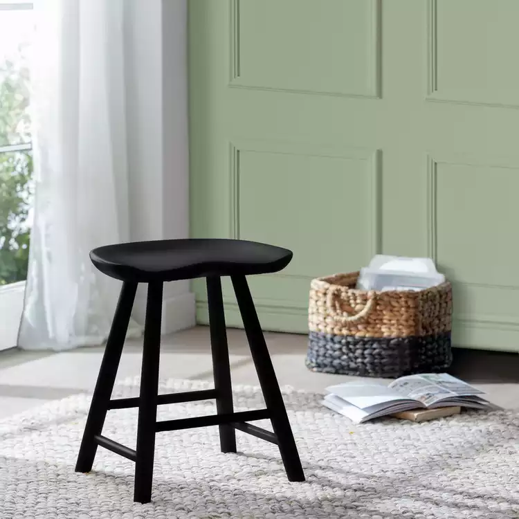 Habitat Barnwell Oak Short Stool - Black