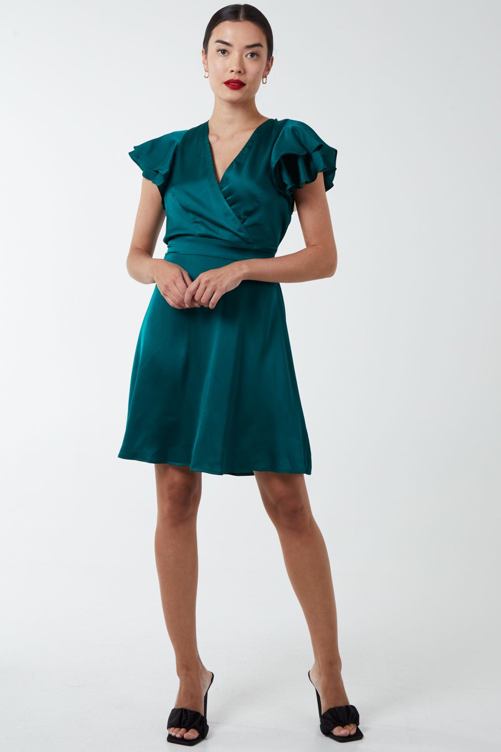 Blue Vanilla Double Angel Sleeve Wrap Dress