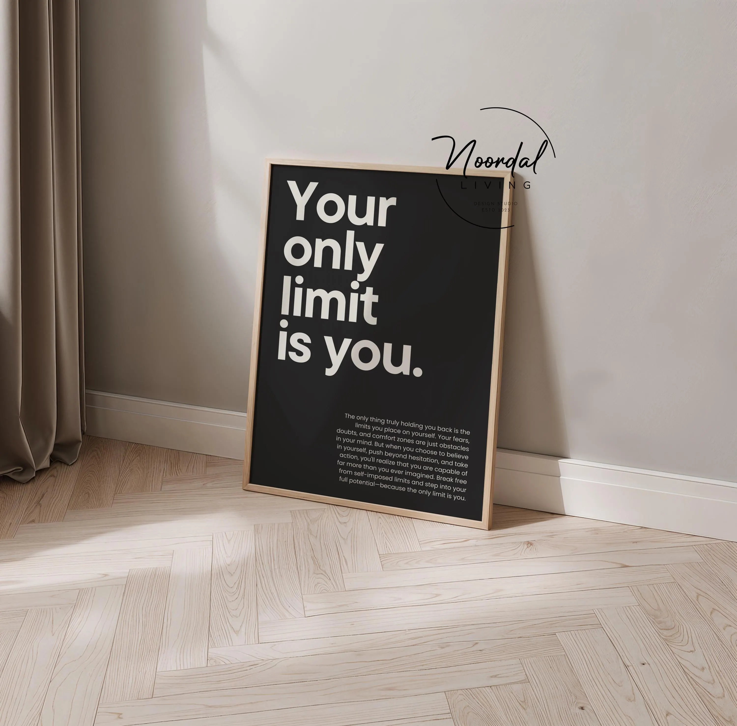 Motivational Quote Print, Black & Beige Home Office Decor (Digital Download)