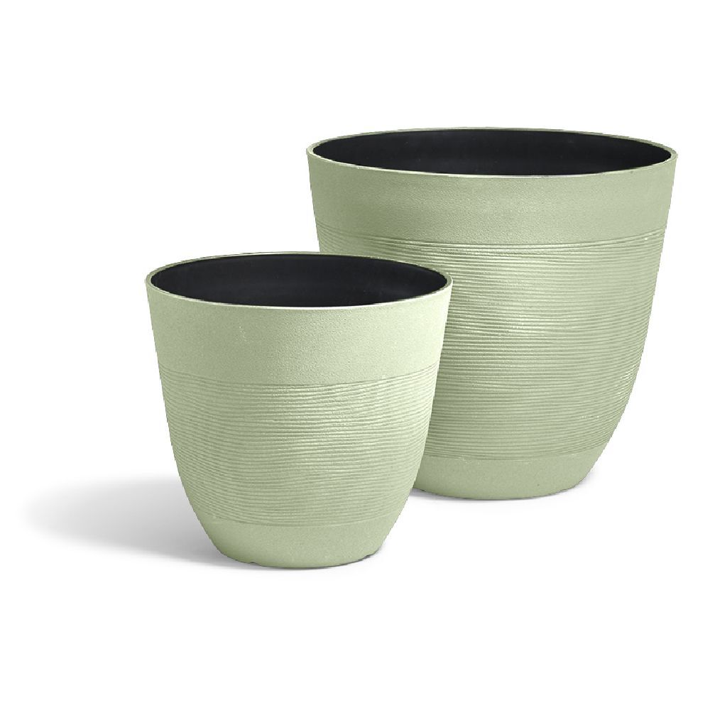 Cache pot grand modèle effet strié vert 30L Ø40xH36cm