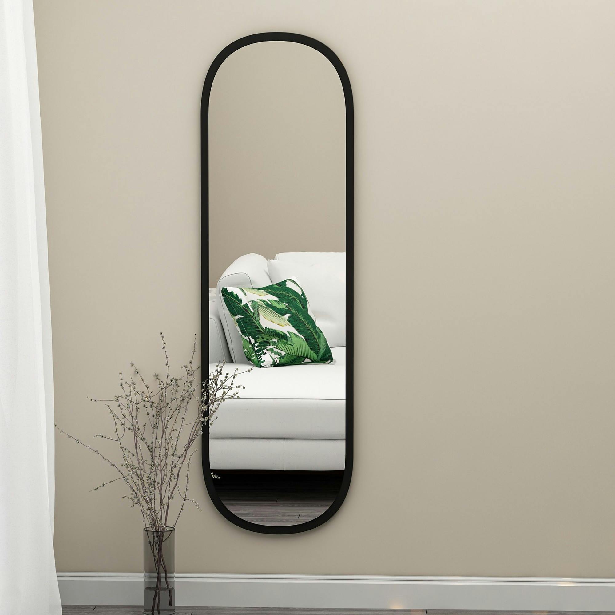 Miroir d'entrée noir ovale 117 cm - style moderne CODY