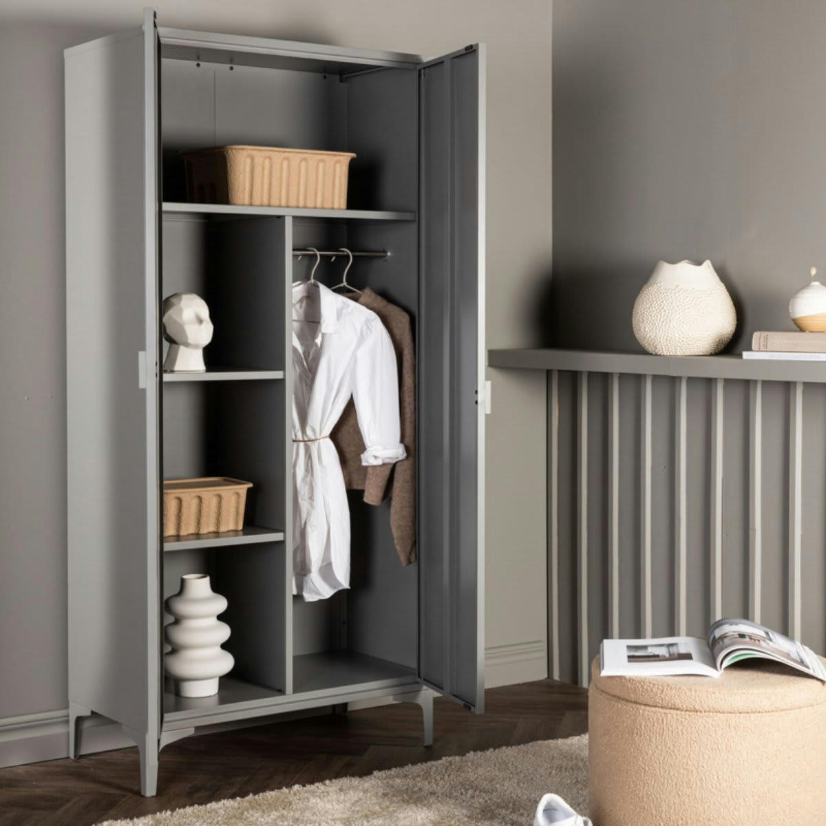 MAUDE - Armoire industrielle 2 portes en métal gris