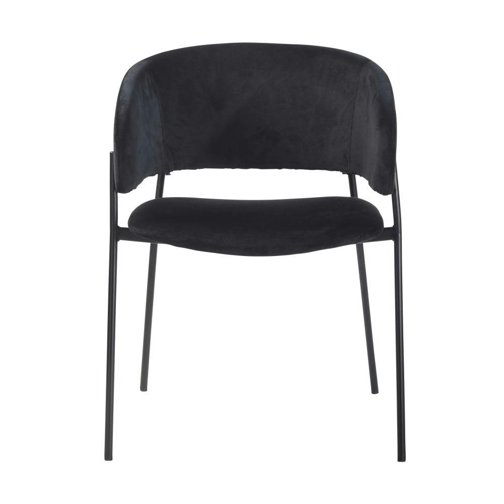 Hug - Chaise avec accoudoirs en velours noir