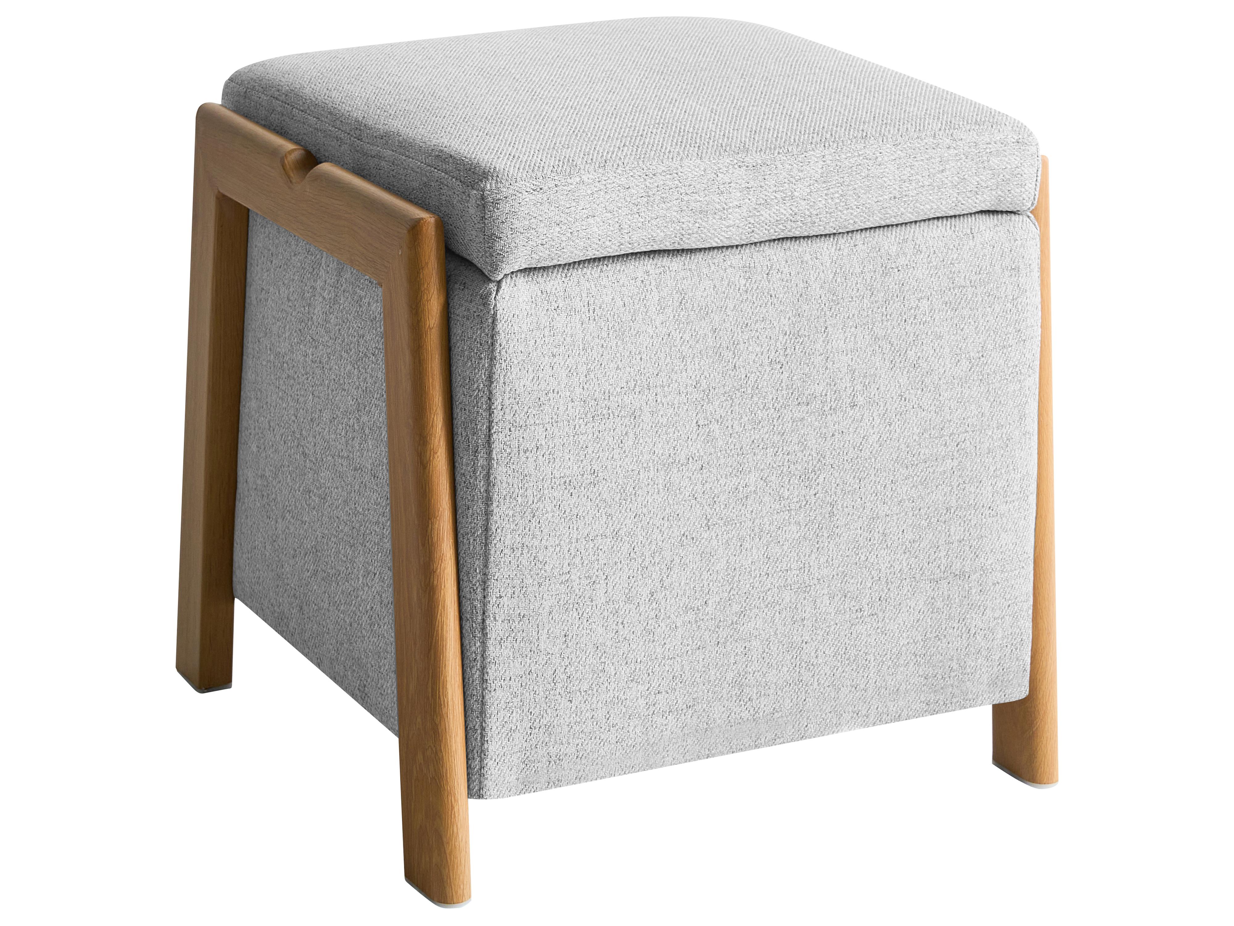 Storage Pouffe EDLAND Fabric 45 cm 43 cm Light Grey