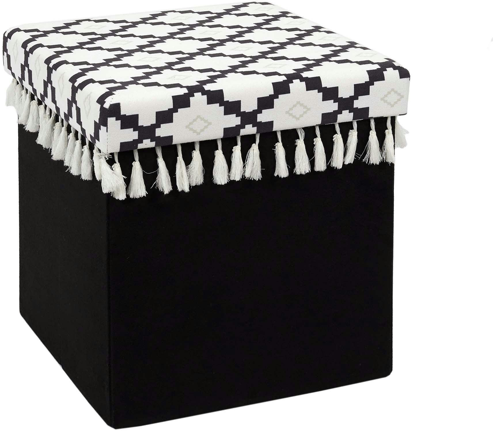 - Pouf coffre pliable avec pampille mirage