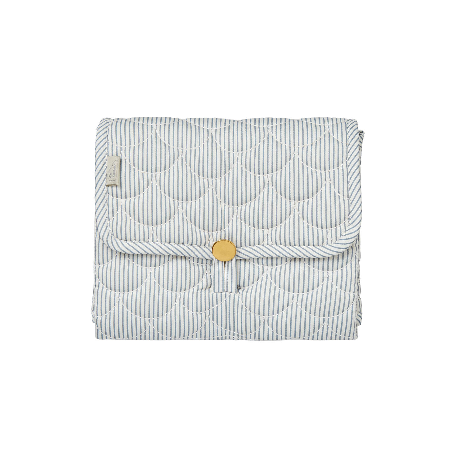 Quiltet pusleunderlag, classic stripes blue/praline