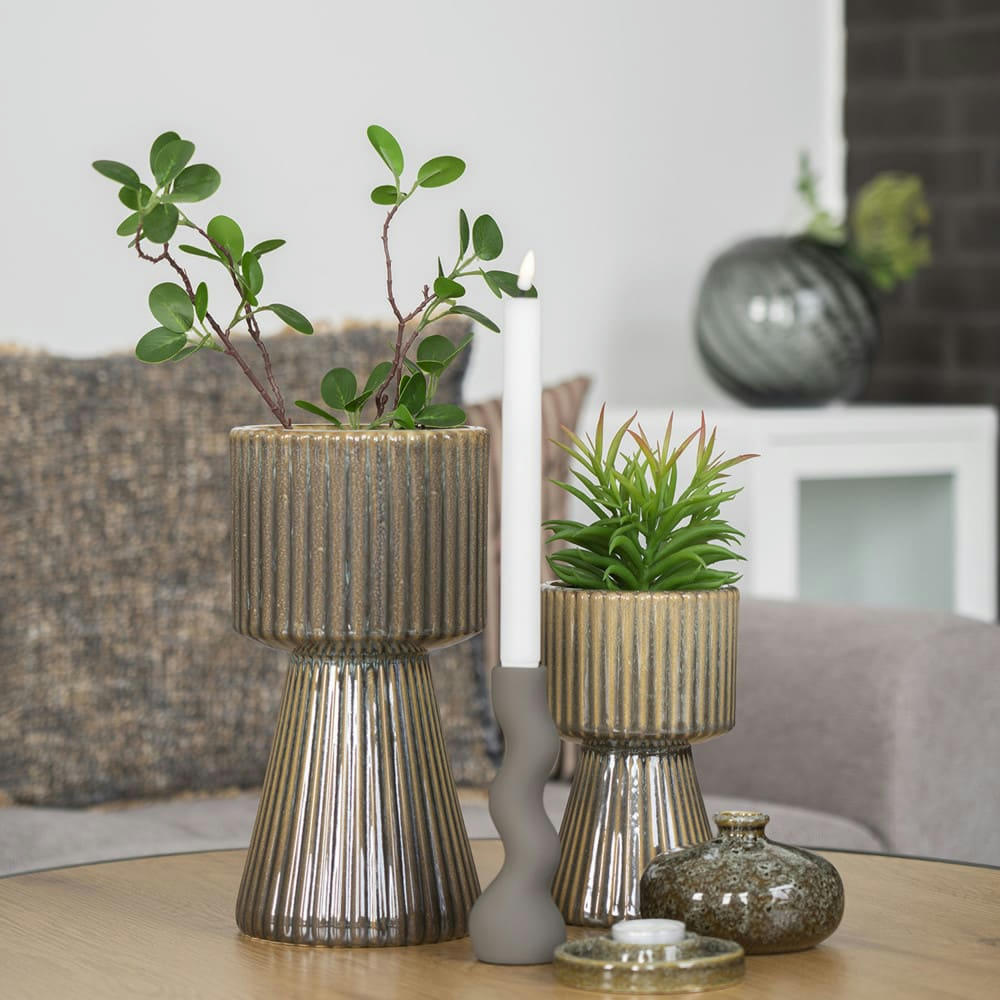 MERIDA - Cache-pot en céramique D15cm marron