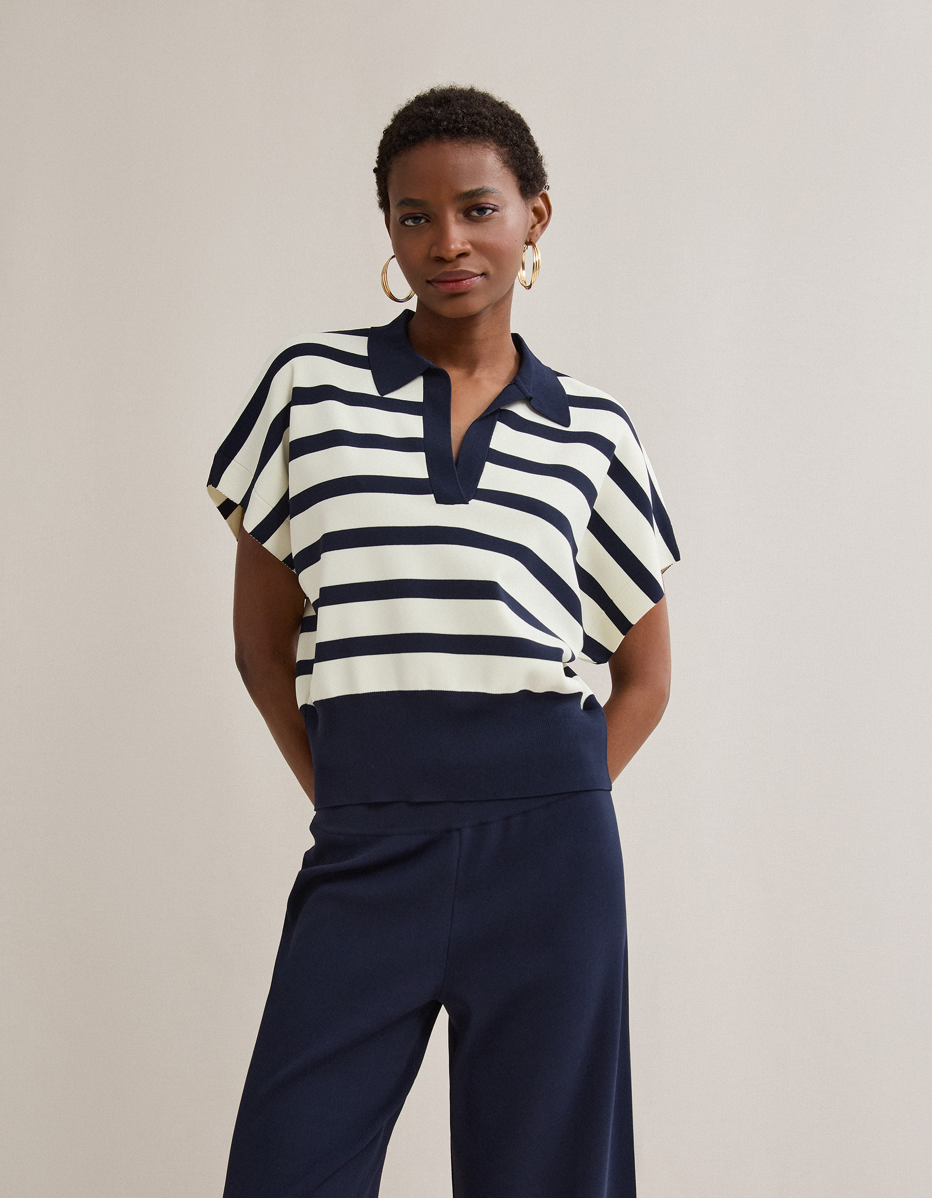 Polo de Malha, Mulher, Azul Escuro