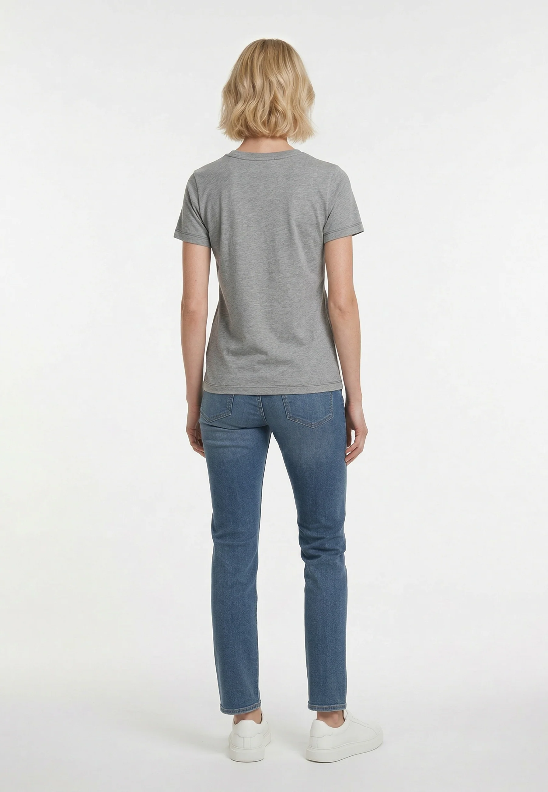 T-shirt manches courtes slim gris mélangé coton stretch KRAK
