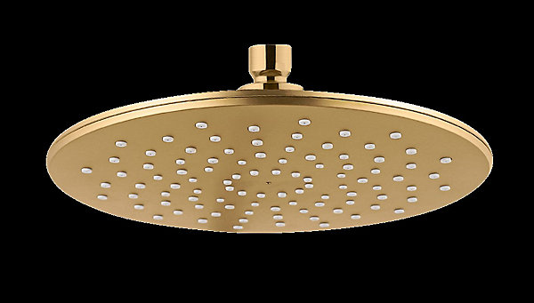Colonne de douche sans robinetterie avec douchette   pomme de tête   barre réglable   flexible, doré, Wenko Young Line