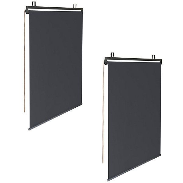 Lot de 2 stores enrouleurs L.124 x H. 225 CM pour pergola gris anthracite