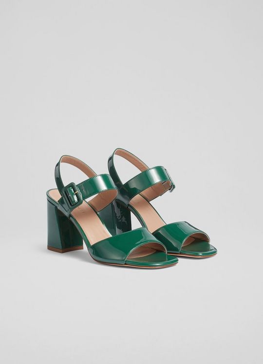 Rae Green Patent Leather Large Buckle Sandals