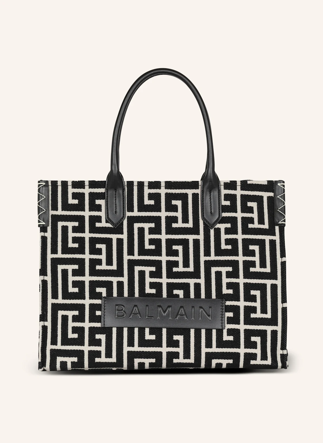 BALMAIN Shopper B-Army 42 aus Monogramm-Jacquard und Leder