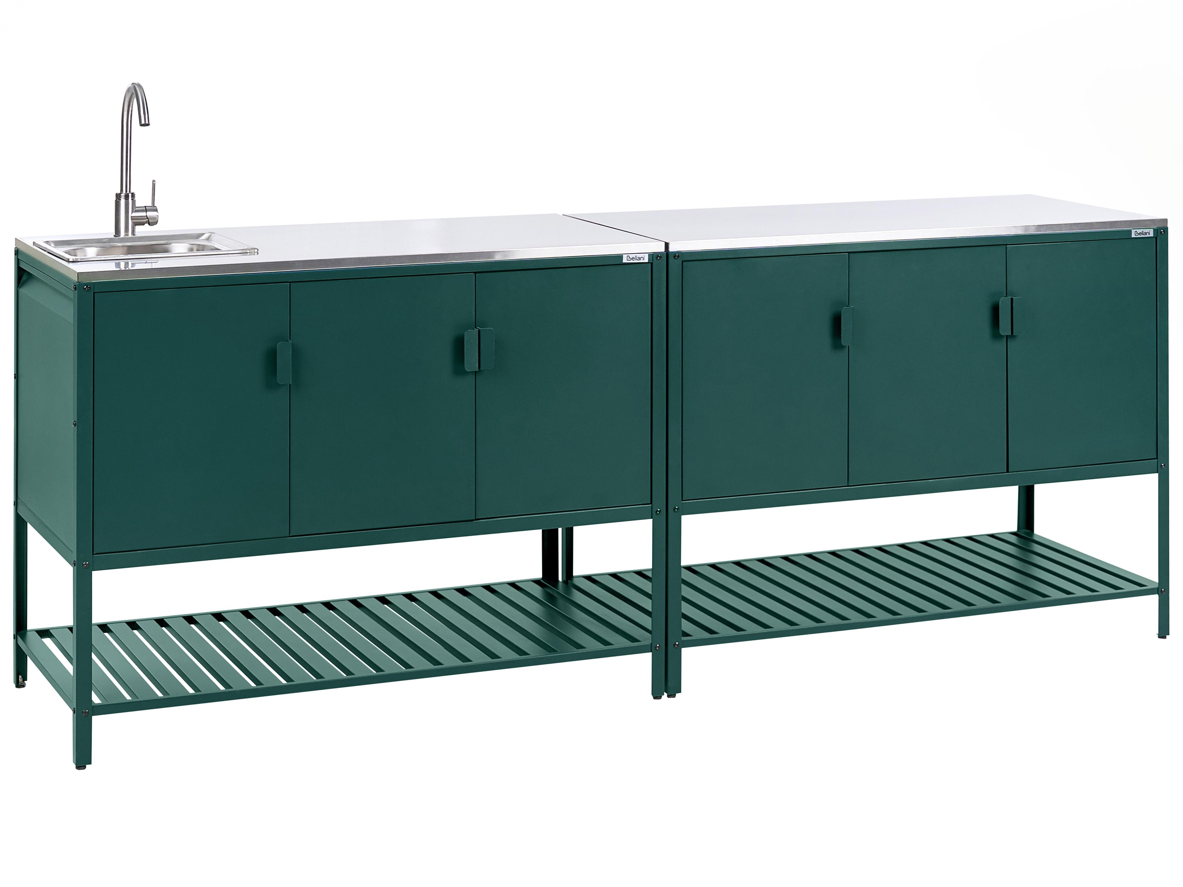 2 Piece Outdoor Kitchen Set with Sink MAENZA Metal Green