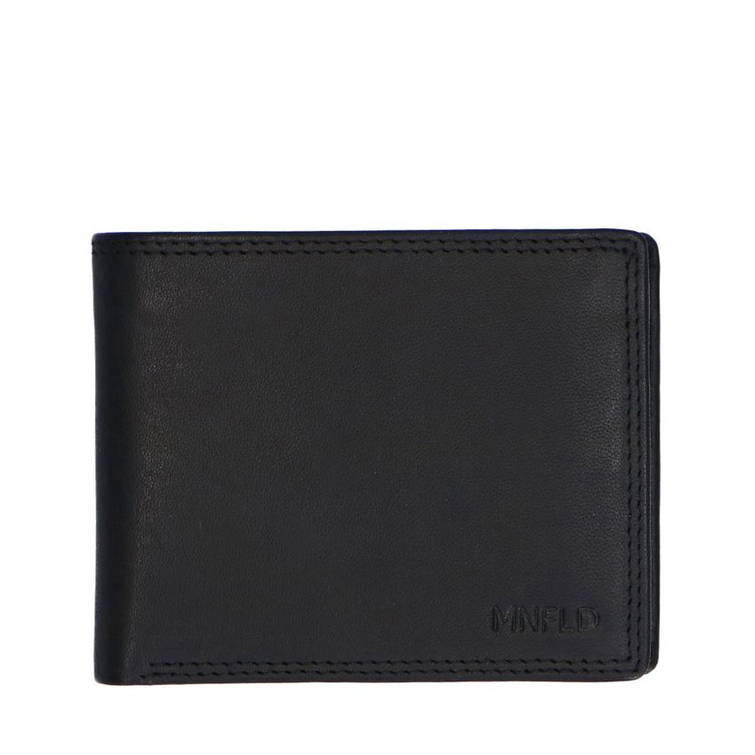 Manfield Zwarte leren portemonnee