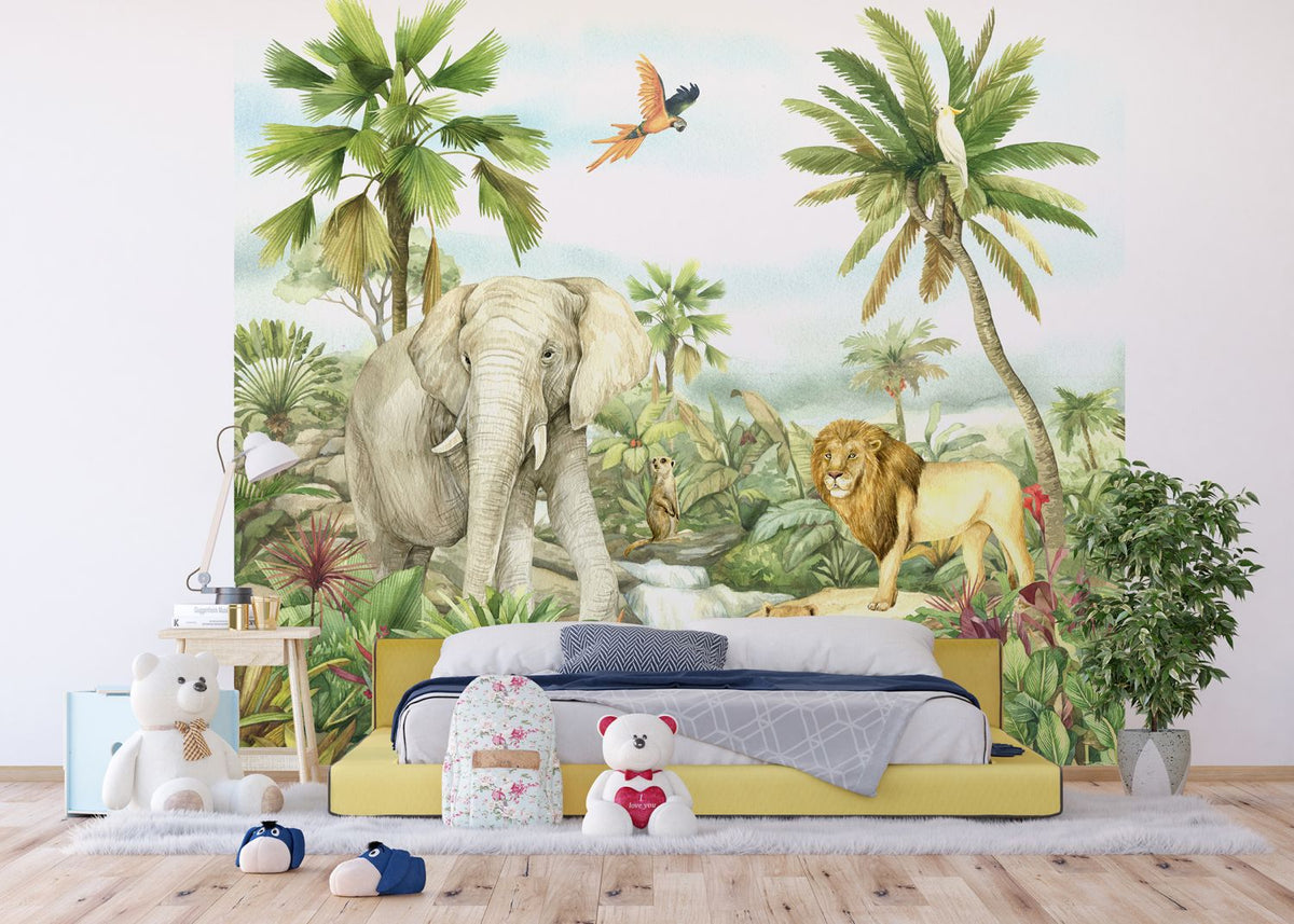 Sanders & Sanders fotobehang jungle dieren groen - 270 x 300 cm - 601187