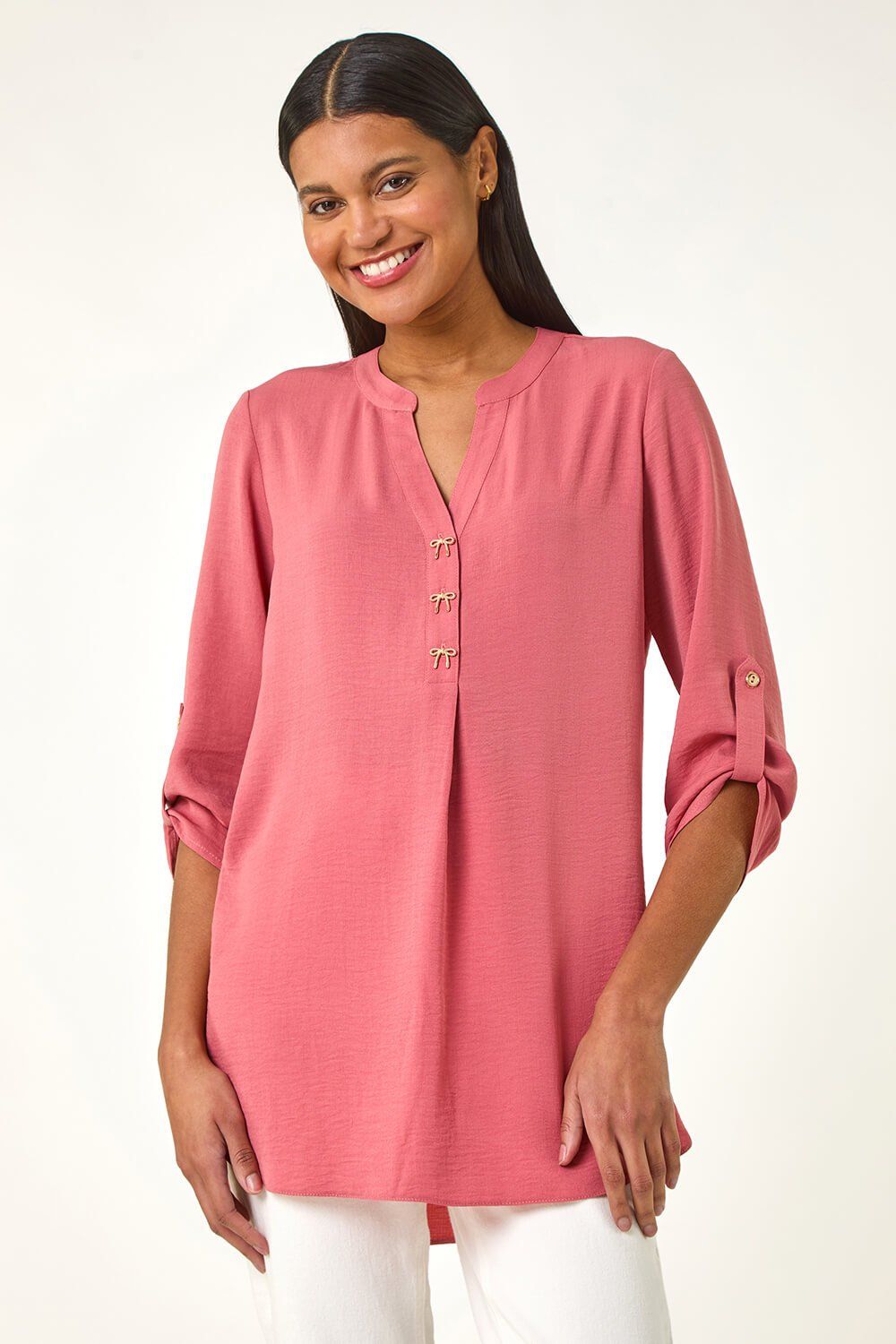 Roman Longline Bow Button Top