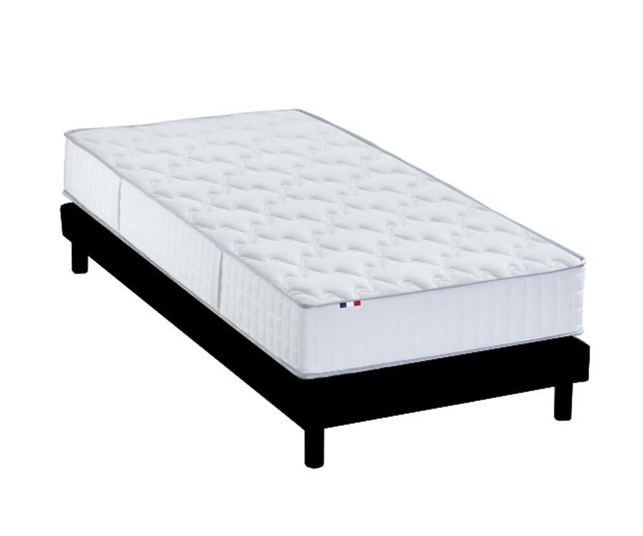 ENSEMBLE KIT ODYSSEE - Ensemble Matelas Ressorts + Mémoire + Sommier Kit Anthracite 90x190