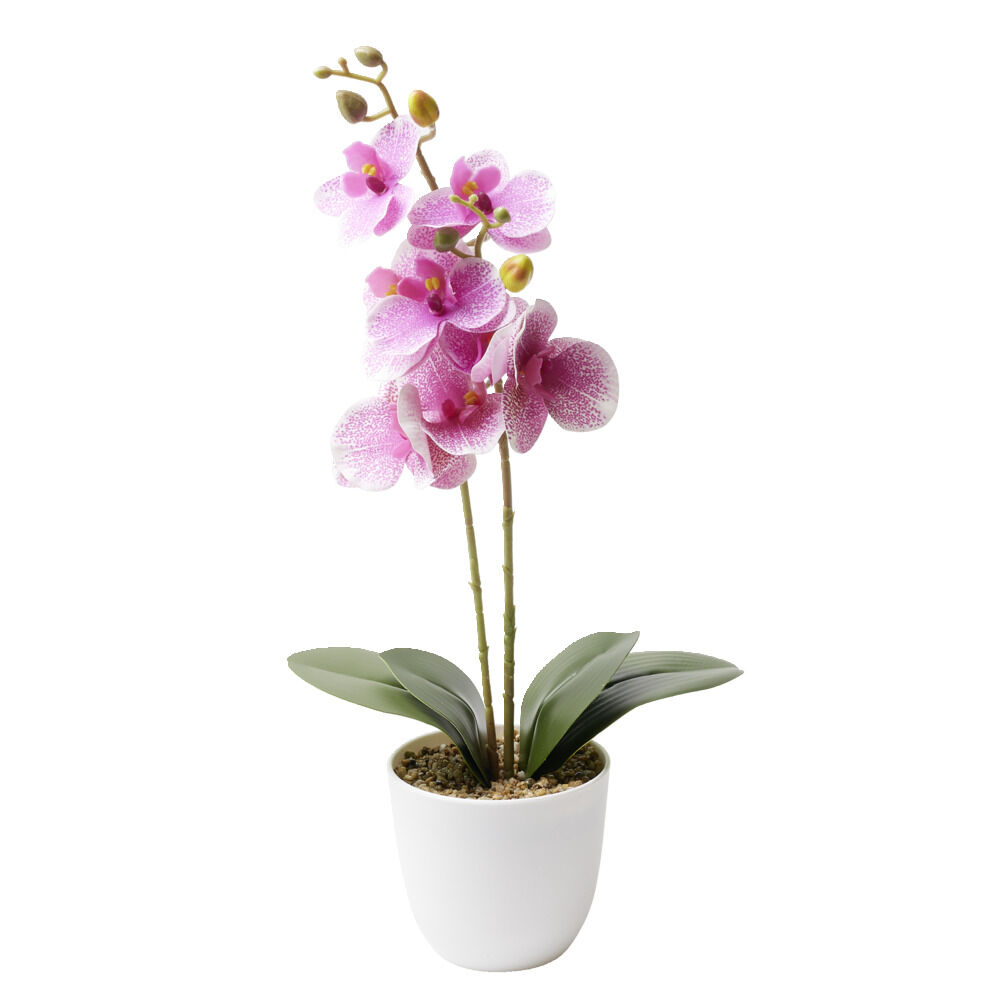 Orchidée artificielle dans pot blanc Ø11,5xH46cm (3 modèles)