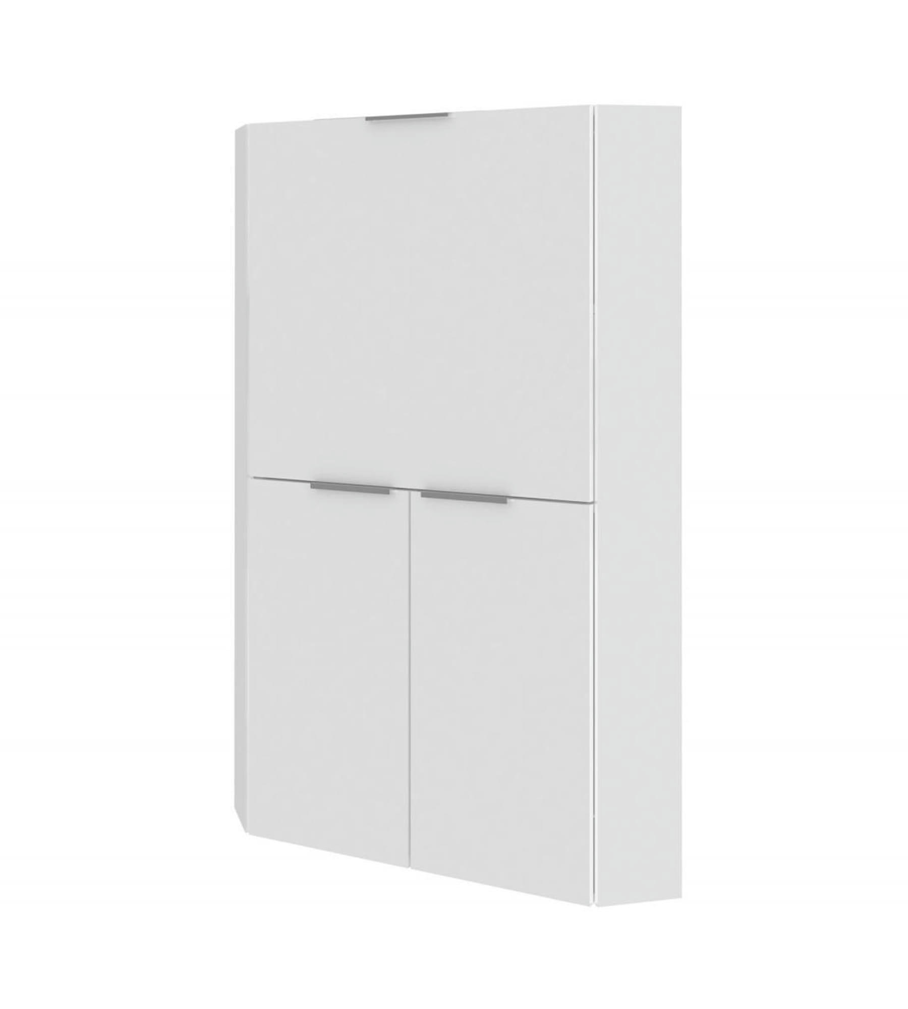 - Bureau d'angle effet bois blanc brillant