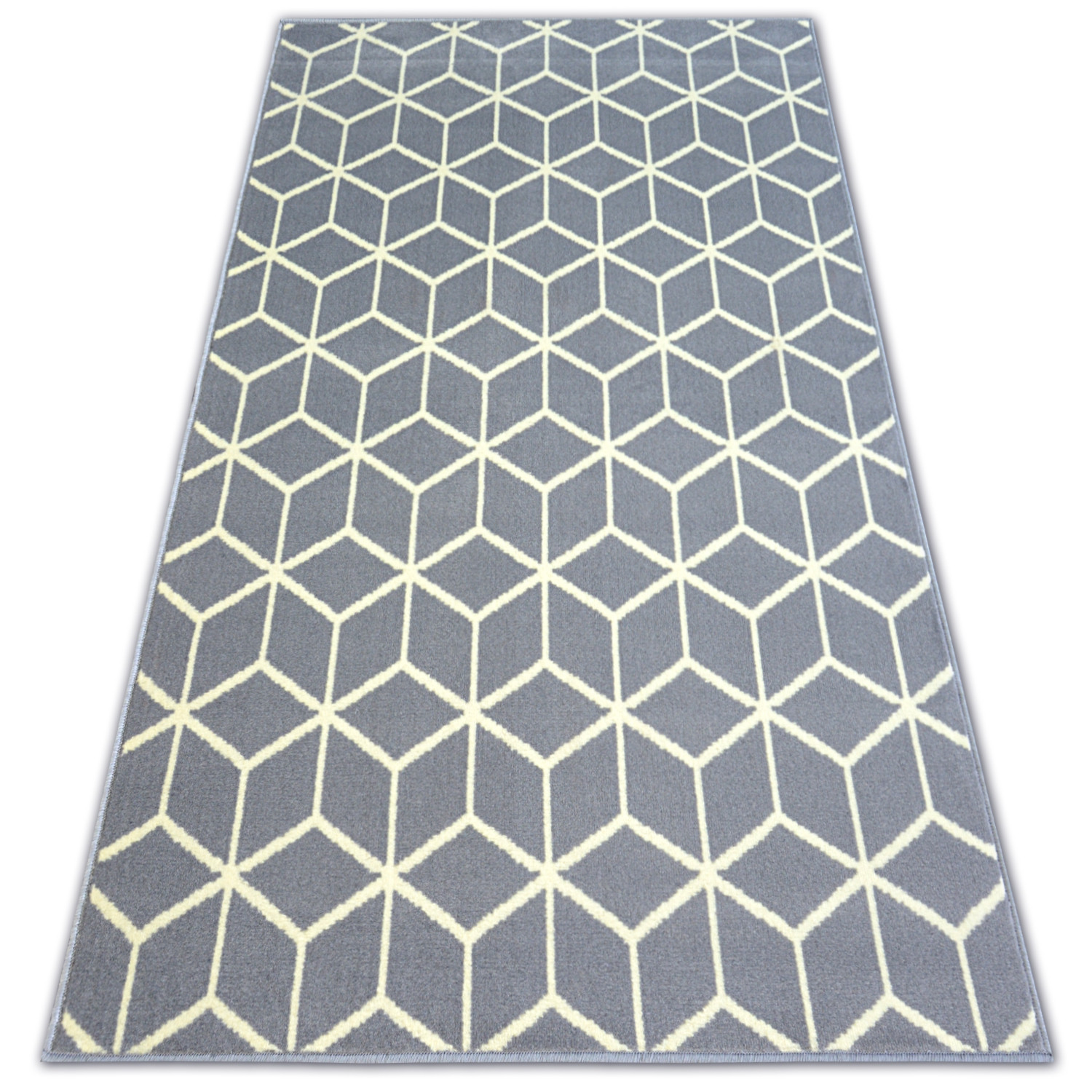 Dywan BCF BASE CUBE 3956 KWADRATY szary 185x270 cm