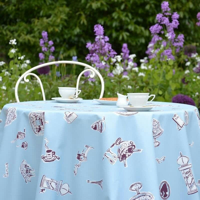 PARIS - Nappe enduite rectangle 160 x 300 cm bleue