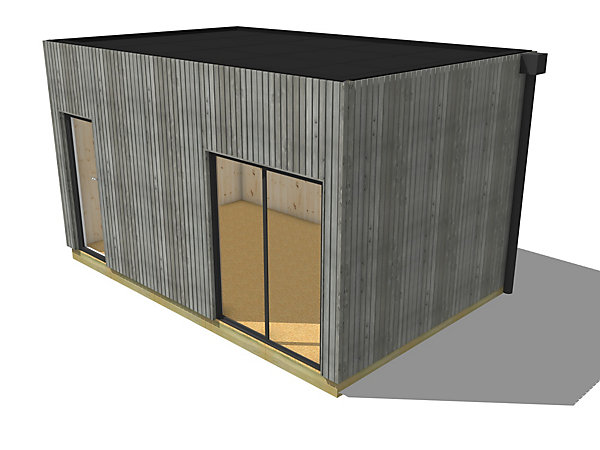 Bureau de jardin 4 saisons en bois 5,5 x 3,5 x 3,2 m / isolation RE2020 avec plancher isolé
