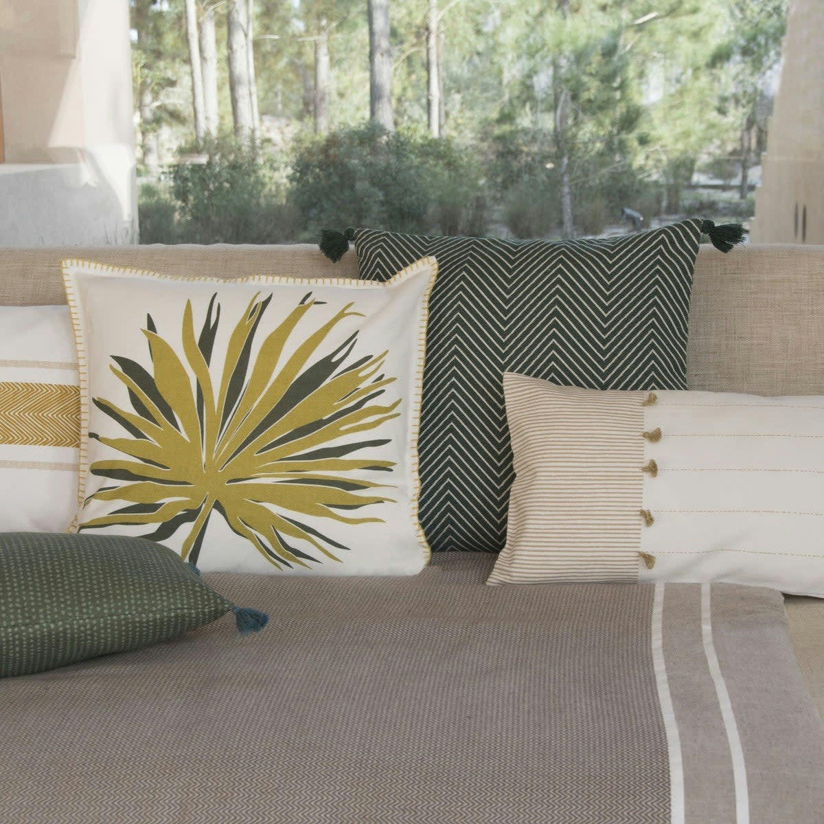 PINSTRIPE - Housse de coussin coton  50x30 sable